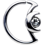 18G 3/8 Clear Gem Crescent Moon Closure Ring