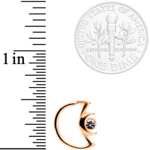 18G 3/8 Clear Gem Rose Gold Tone Crescent Moon Closure Ring