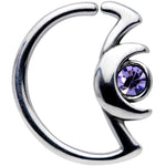 18G 3/8 Purple Gem Crescent Moon Closure Ring