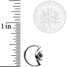 18G 3/8 Purple Gem Crescent Moon Closure Ring