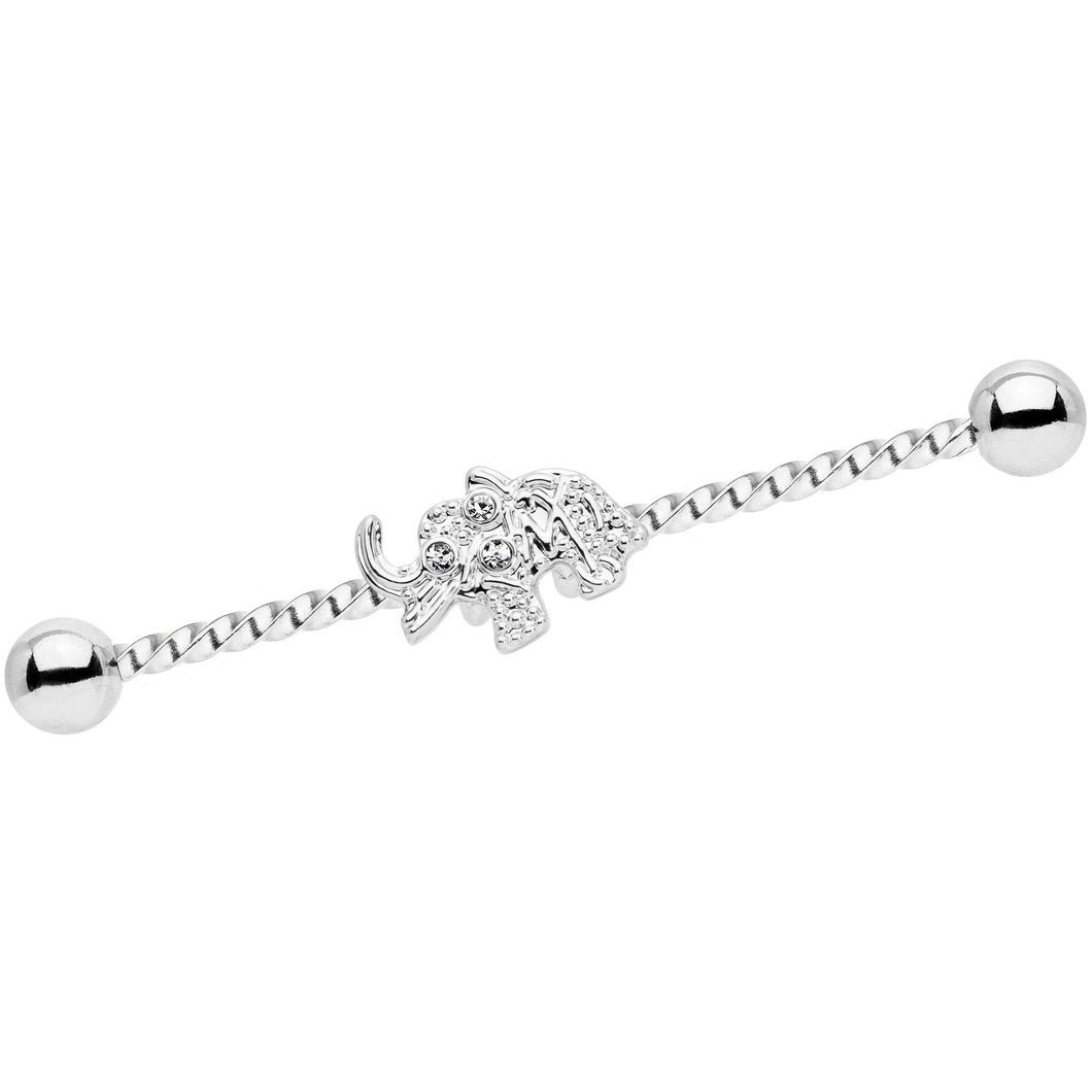 14G Clear Gem Elephant Industrial Barbell 38mm