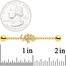 14G Clear Gem Gold Tone Elephant Industrial Barbell 38mm