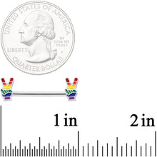 14G Pride Rainbow Peace Sign Barbell Nipple Ring Set