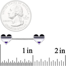 14G Black Grey White Asexual Pride Heart Barbell Nipple Ring Set