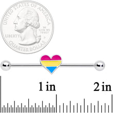14G Red Yellow Blue Pansexual Pride Heart Barbell Industrial 38mm