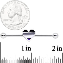 14G Black Grey White Asexual Pride Heart Barbell Industrial 38mm