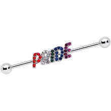 14G Rainbow Gem Text Gay Pride Barbell Industrial 38mm