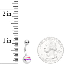 Rainbow Text Human Pride Belly Ring