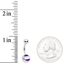 Black Grey White Purple Asexual Pride Flag Belly Ring