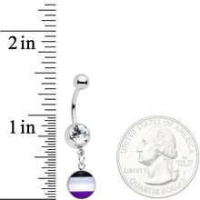 Clear Gem Black Grey White Purple Asexual Pride Flag Dangle Belly Ring