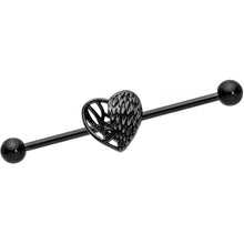 14G Black Angels Wing Industrial Barbell 38mm