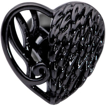 16G 1/4 Black Angels Wing Heart Tragus Cartilage Earring
