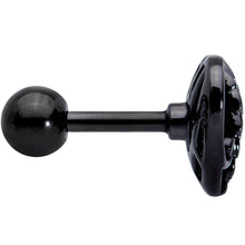 16G 1/4 Black Angels Wing Heart Tragus Cartilage Earring