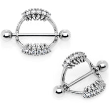 14G 9/16 Clear CZ Gem Scary Fang Halloween Nipple Shield Set