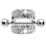 16G 1/2 Clear CZ Gem Scary Monster Fangs Cartilage Cuff