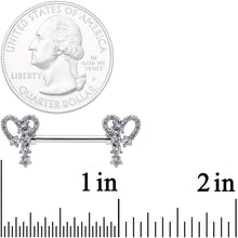 14G 9/16 Clear Gem Valentine Heart Barbell Nipple Ring Set