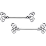 14G 9/16 Clear CZ Gem Abstract Heart Barbell Nipple Ring Set