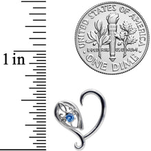 16G 3/8 Blue Gem Valentines Day Heart Right Ear Cartilage Earring