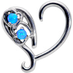 16G 3/8 Blue Synthetic Opal Heart Right Ear Cartilage Earring