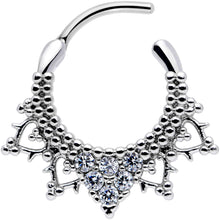 16G 3/8 Clear CZ Gem Triangle Ornate Septum Clicker