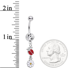 Clear Gem Spring Flower Lady Bug Dangle Belly Ring