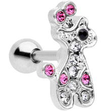 16G 1/4 Clear Pink Gem Giraffe Cartilage Tragus