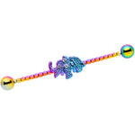 14G Clear Gem Rainbow Elephant Twisted Industrial Barbell 38mm