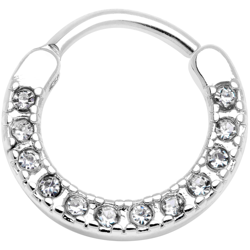 16G 3/8 Clear Gem Paved Septum Clicker