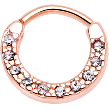 16G 5/16 Clear Gem Rose Gold Tone Paved Cartilage Clicker
