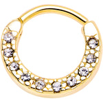 16G 5/16 Clear Gem Gold Tone Paved Cartilage Clicker