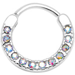 16G 3/8 Aurora Gem Paved Septum Clicker
