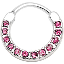 16G 3/8 Pink Gem Paved Septum Clicker