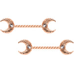 14G Clear Gem Rose Gold Tone Witch Moon Barbell Nipple Ring Set