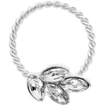 16G 3/8 Clear Gem Leaves Twisted BCR Captive Ring