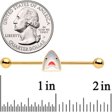 14G Gold Tone Shark Attack Industrial Barbell 38mm