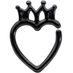 16G 5/16 Black Royal Crown Heart Right Ear Closure Ring