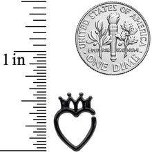 16G 5/16 Black Royal Crown Heart Right Ear Closure Ring