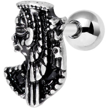 16G 1/4 Black Gem Egypt Cleopatra Anubis Cartilage Tragus Earring