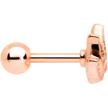 16G 1/4 Clear Gem Rose Gold Tone Lotus Flower Cartilage Tragus Earring