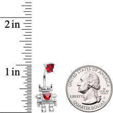 Red Gem Heart Valentines Day Robot Belly Ring