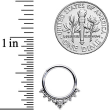 16G 3/8 Clear CZ Gem Triad Hinged Segment Ring