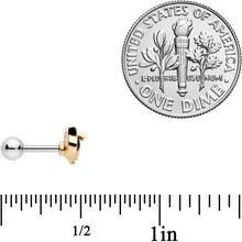 16G 1/4 Black White CZ Gem Gold Tone Kitty Cat Luv Cartilage Tragus
