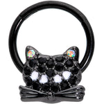16G 3/8 Black Aurora Gem Black Cat Hinged Segment Ring