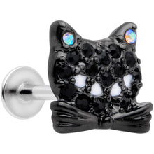 16G 5/16 Black Aurora Gem Crafty Kitty Cat Labret Monroe Tragus