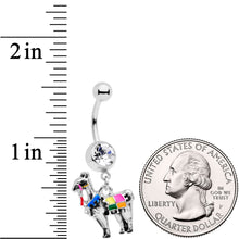 Clear CZ Gem Colorful Drama Llama Dangle Belly Ring