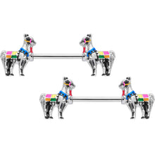 14G 9/16 Colorful Drama Llama Barbell Nipple Ring Set