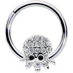 16G 5/16 Clear Black CZ Gem Nautical Octopus Hinged Segment Ring