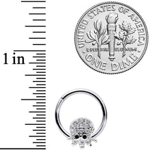 16G 5/16 Clear Black CZ Gem Nautical Octopus Hinged Segment Ring