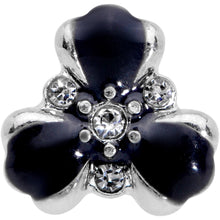 16G 1/4 Clear Black Gem Abstract Flower Cartilage Tragus Earring