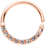 16G 3/8 Clear Gem Rose Gold Tone Elegance Seamless Circular Ring